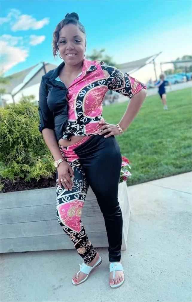 2 Piece Outfits for Women Sexy Bodycon Long Sleeve Crop Tops Long Pants Sets Floral Print Tracksuits