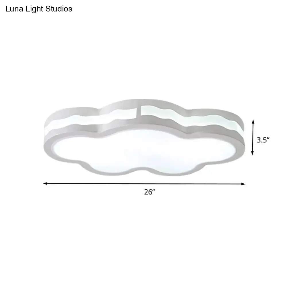 26"/22.5" Cloud Flush Mount LED Bedroom Ceiling Lamp in White with Acrylic Shade