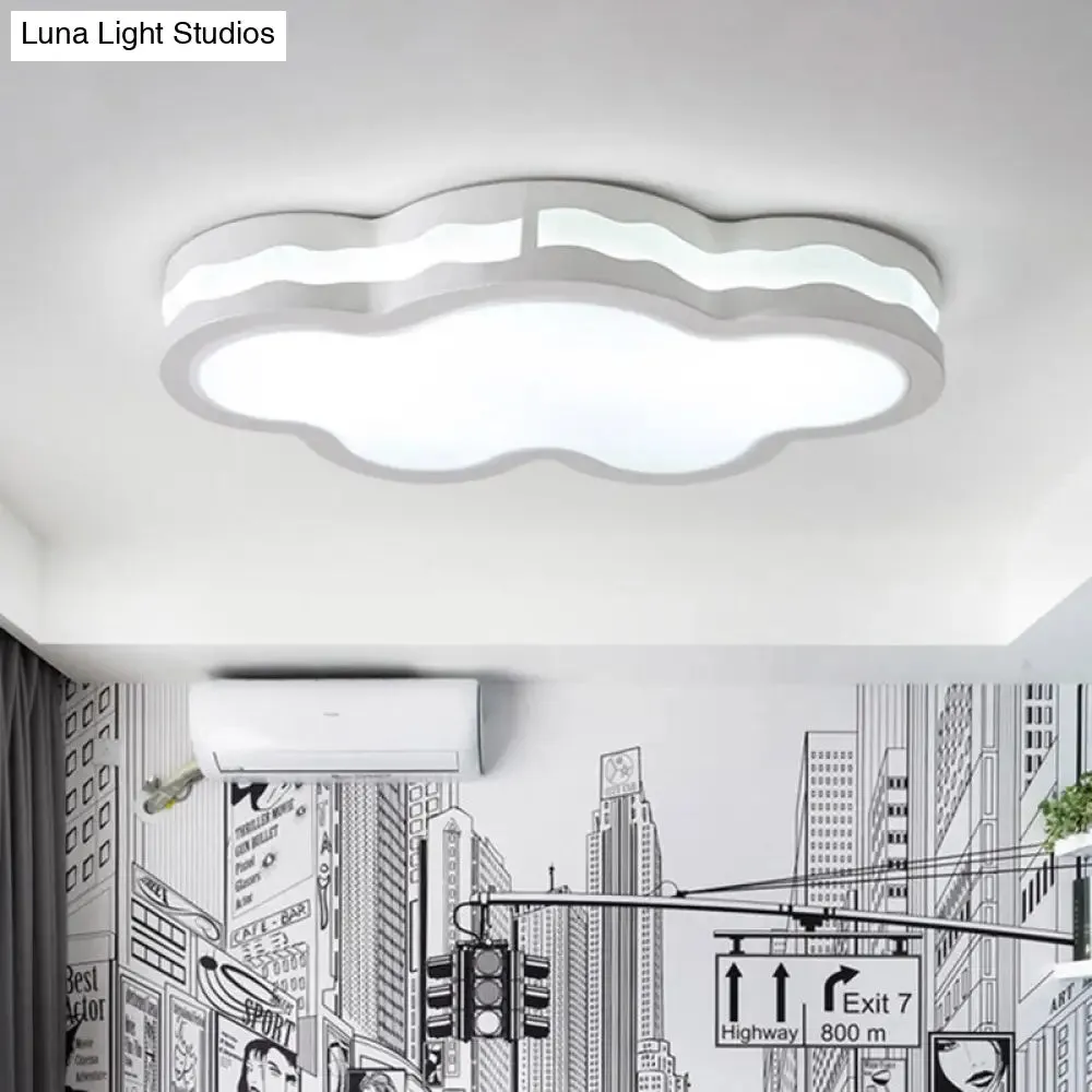 26"/22.5" Cloud Flush Mount LED Bedroom Ceiling Lamp in White with Acrylic Shade