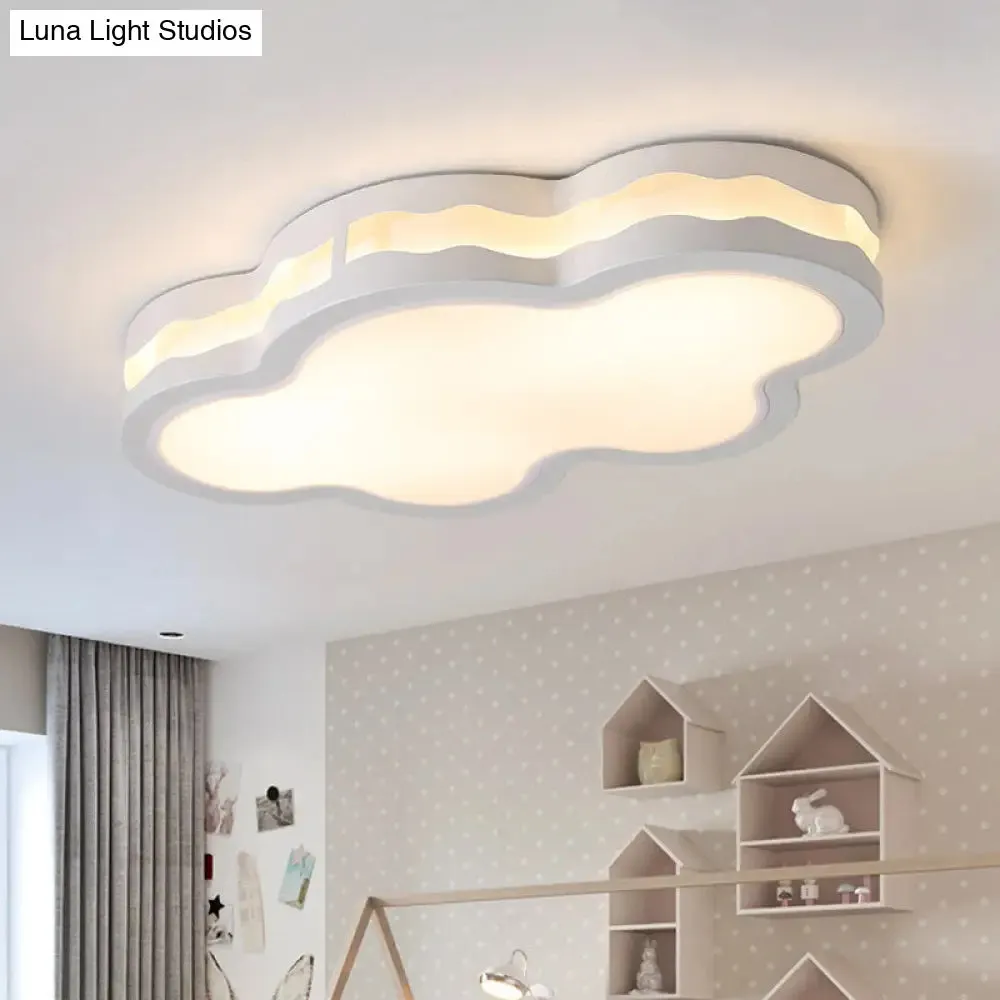 26"/22.5" Cloud Flush Mount LED Bedroom Ceiling Lamp in White with Acrylic Shade