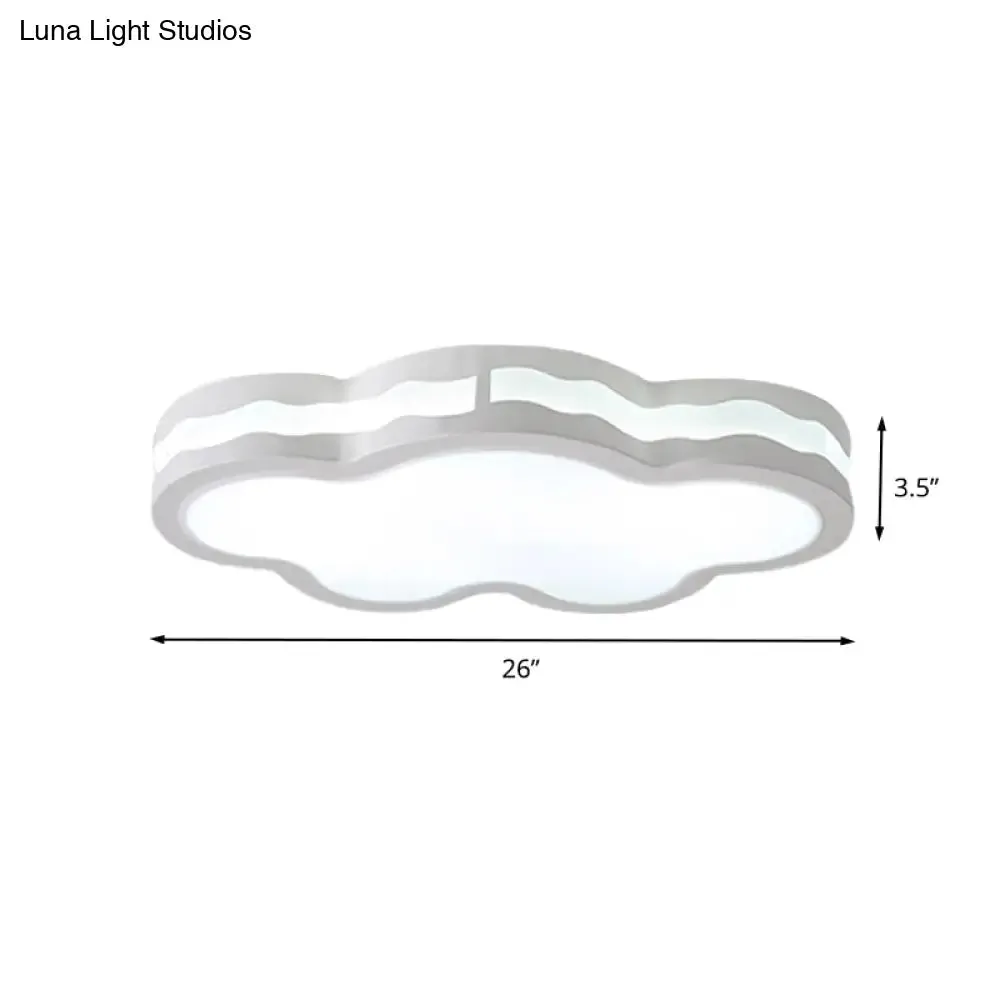 26"/22.5" Cloud Flush Mount LED Bedroom Ceiling Lamp in White with Acrylic Shade