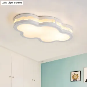 26"/22.5" Cloud Flush Mount LED Bedroom Ceiling Lamp in White with Acrylic Shade