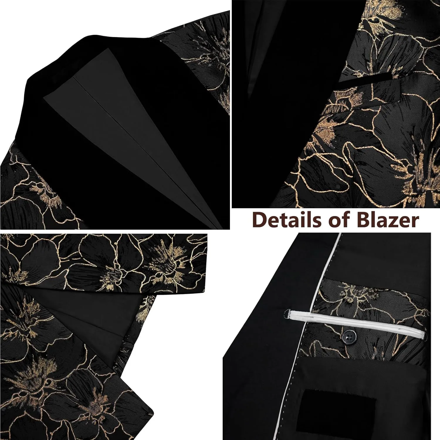 3 Pieces Men's Tuxedo Paisley Groom Wedding Blazer Jacket Vest Pants Sets Floral Formal Suits for Party,Dinner,Prom