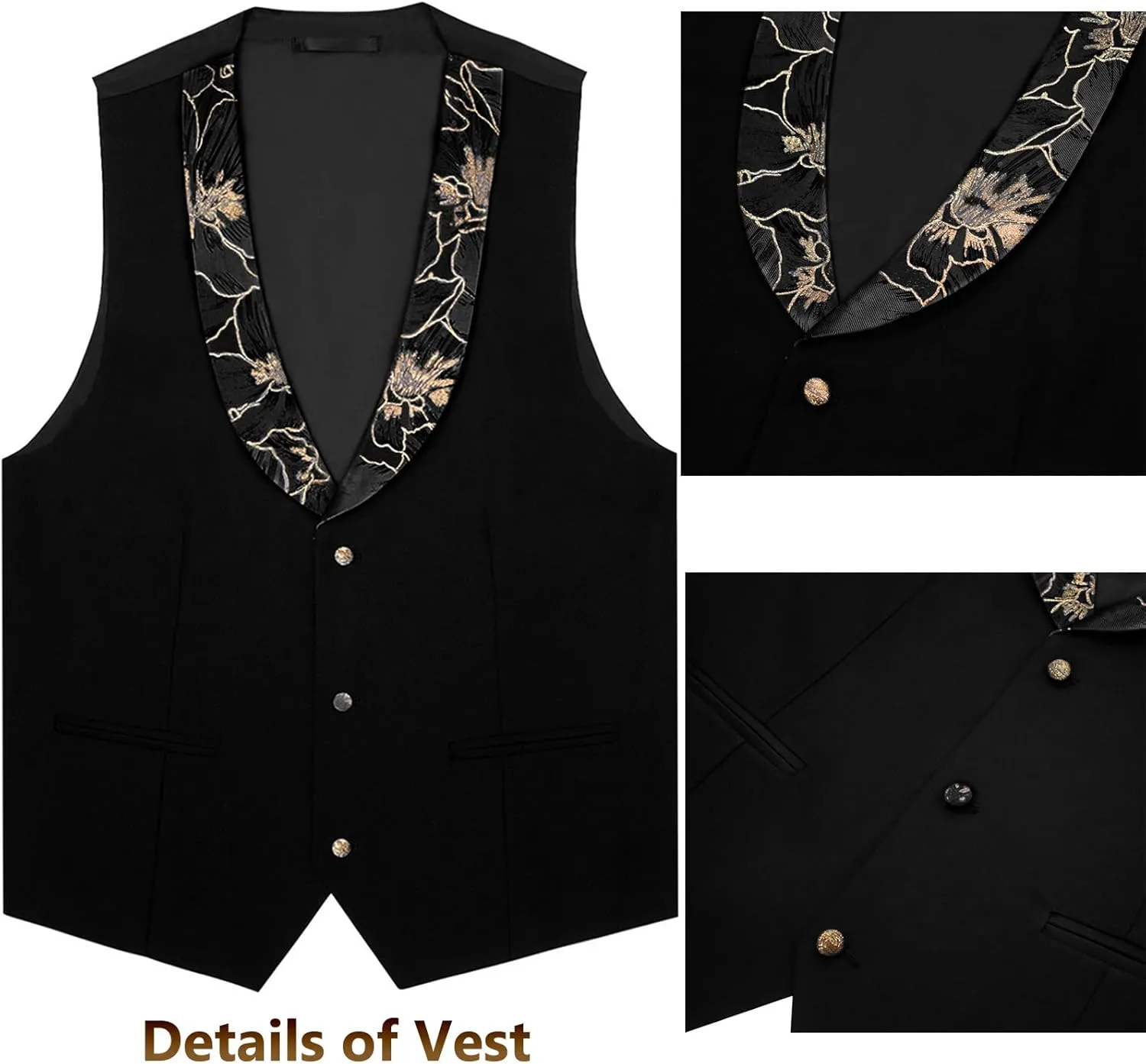 3 Pieces Men's Tuxedo Paisley Groom Wedding Blazer Jacket Vest Pants Sets Floral Formal Suits for Party,Dinner,Prom