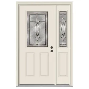 52 in. x 80 in. 1/2 Lite Blakely Primed Steel Prehung Left-Hand Inswing Front Door with Right-Hand Sidelite