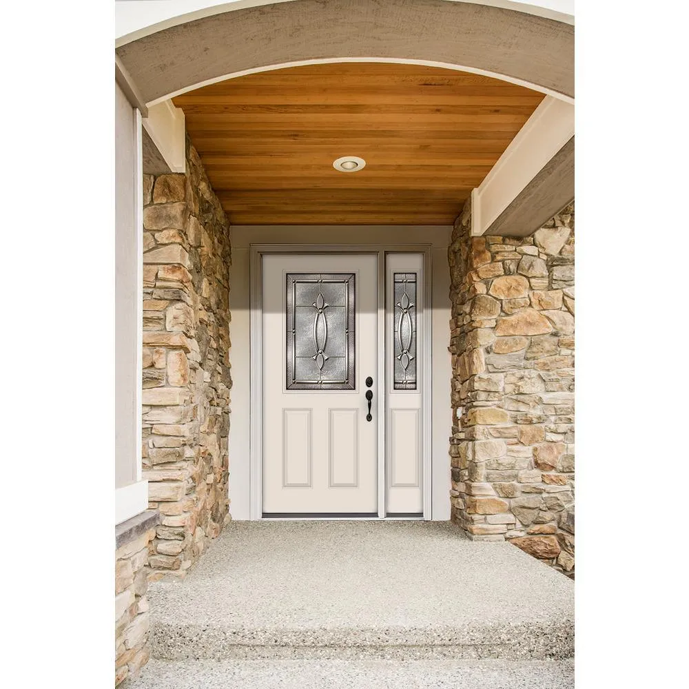 52 in. x 80 in. 1/2 Lite Blakely Primed Steel Prehung Left-Hand Inswing Front Door with Right-Hand Sidelite