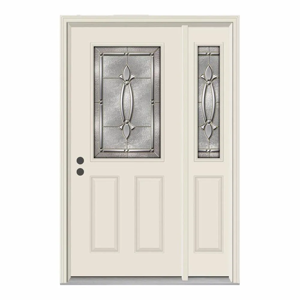 52 in. x 80 in. 1/2 Lite Blakely Primed Steel Prehung Left-Hand Inswing Front Door with Right-Hand Sidelite