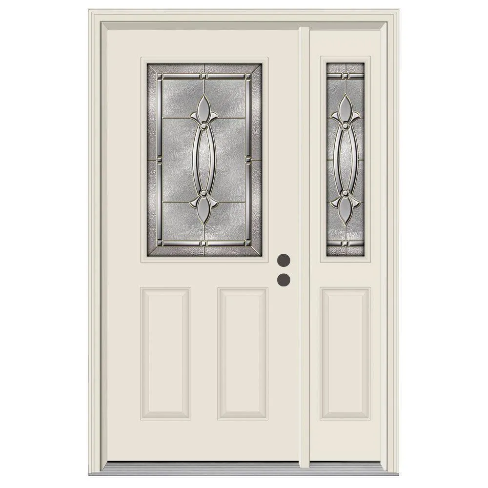 52 in. x 80 in. 1/2 Lite Blakely Primed Steel Prehung Left-Hand Inswing Front Door with Right-Hand Sidelite