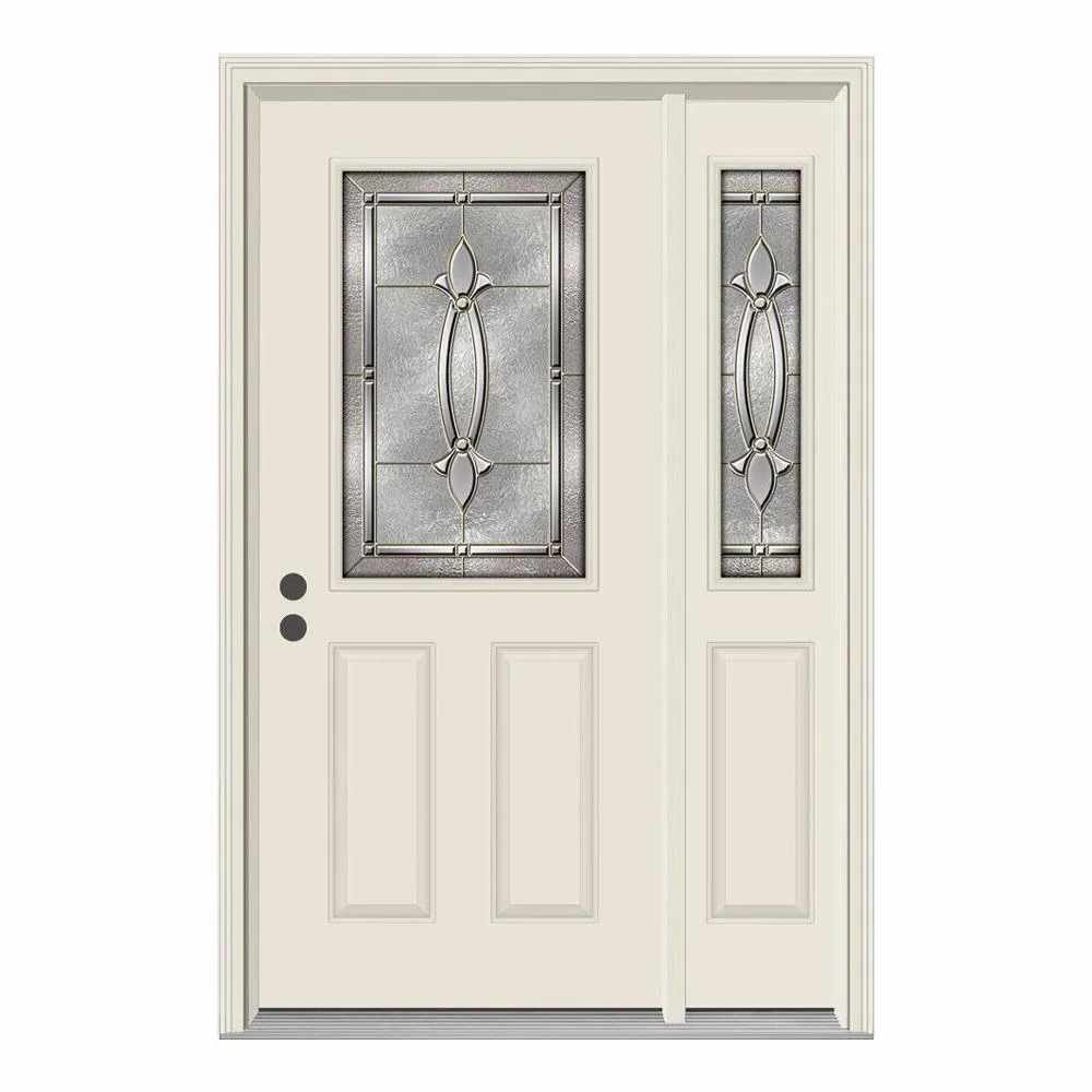 52 in. x 80 in. 1/2 Lite Blakely Primed Steel Prehung Left-Hand Inswing Front Door with Right-Hand Sidelite