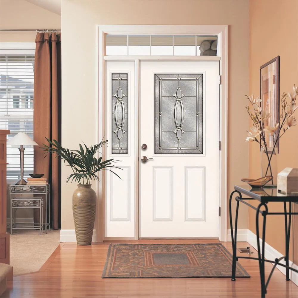 52 in. x 80 in. 1/2 Lite Blakely Primed Steel Prehung Left-Hand Inswing Front Door with Right-Hand Sidelite