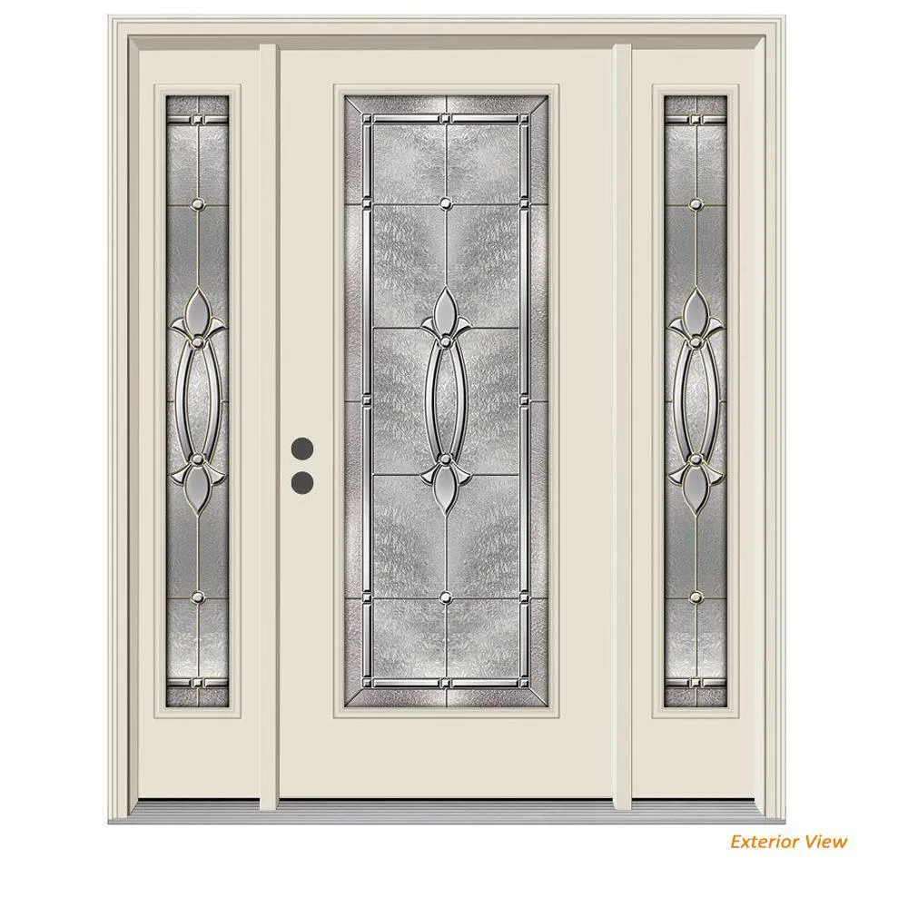 66 in. x 80 in. Full Lite Blakely Primed Steel Prehung Right-Hand Inswing Front Door with Sidelites