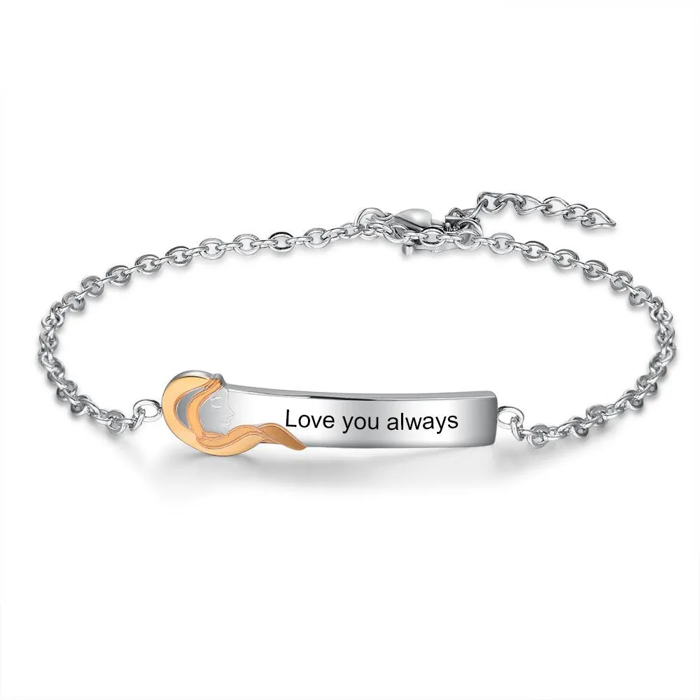 925 Sterling Silver Little Sister Tag - Chain Bracelet