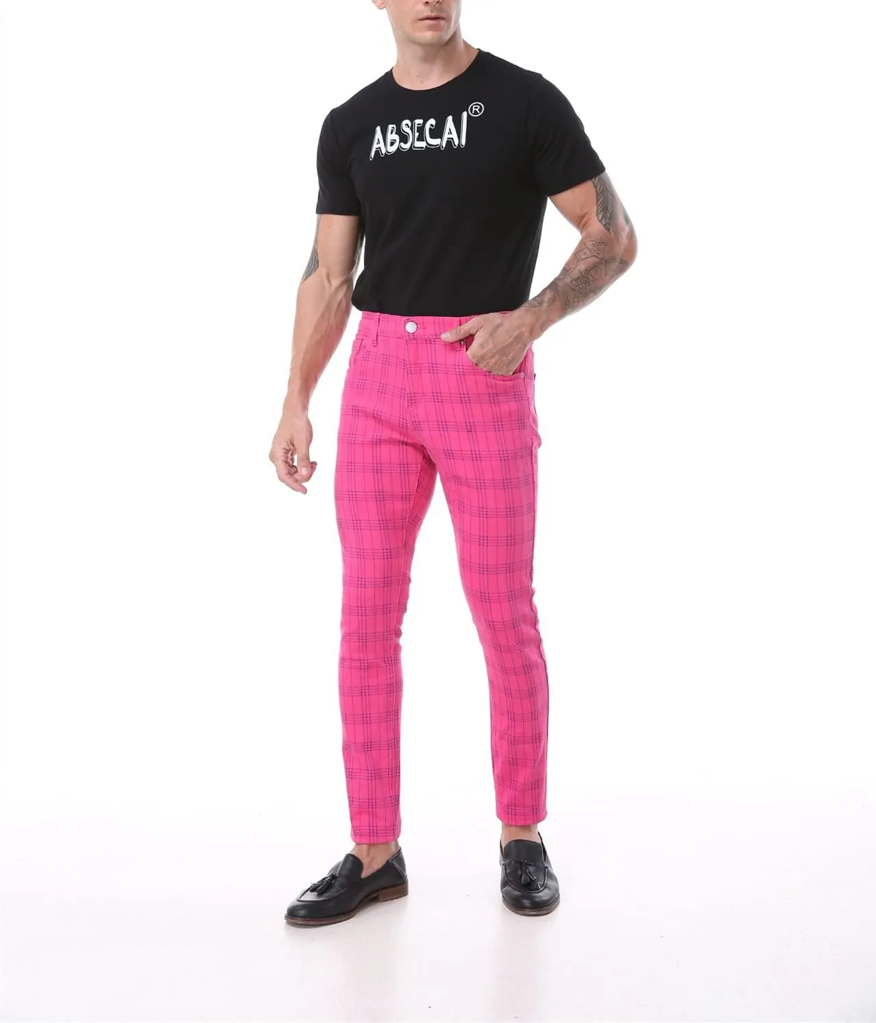 ABSECAI Mens Jeans Pants Skinny Slim Fit Comfy Fashion Denim Stretch Fit