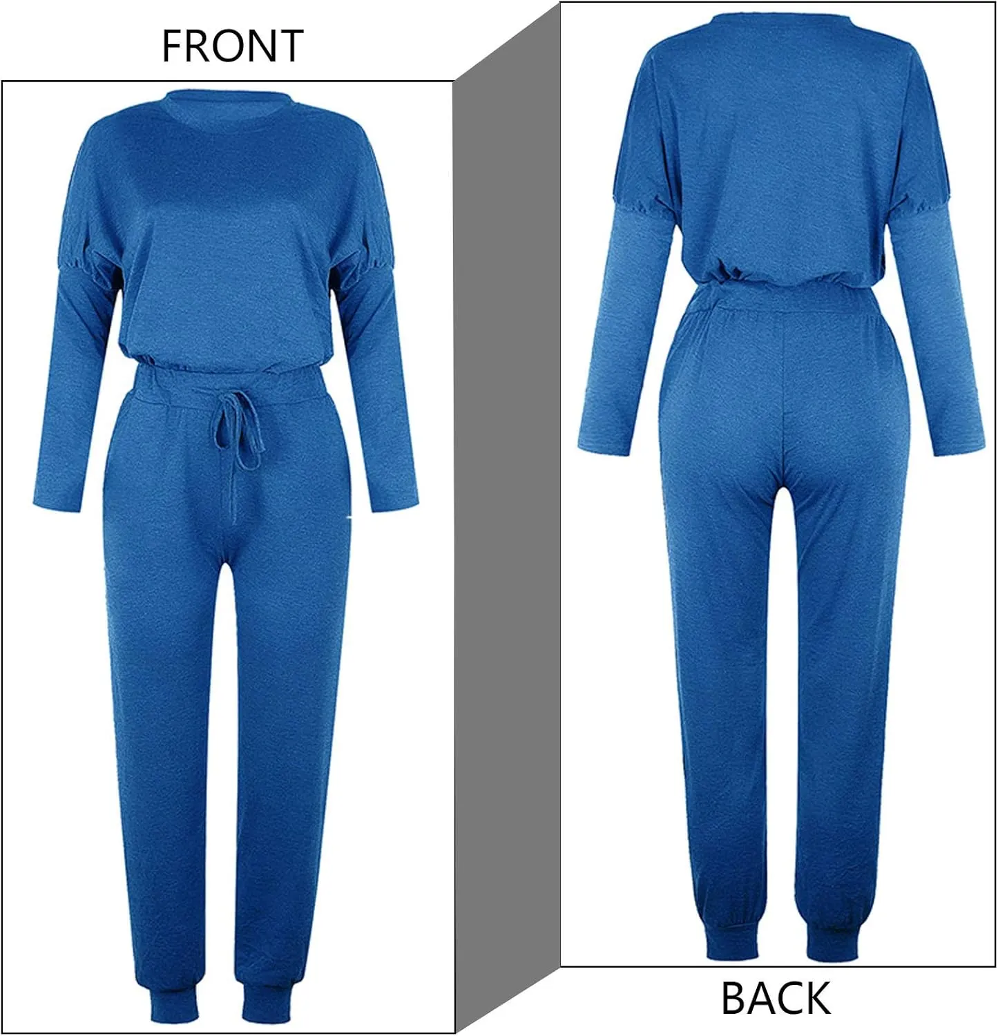 ACOSAP Women Casual Outfit Solid 2 Piece Outfit Long Sleeve Crewneck Pullover Tops and Long Pants Sweatsuits Tracksuits