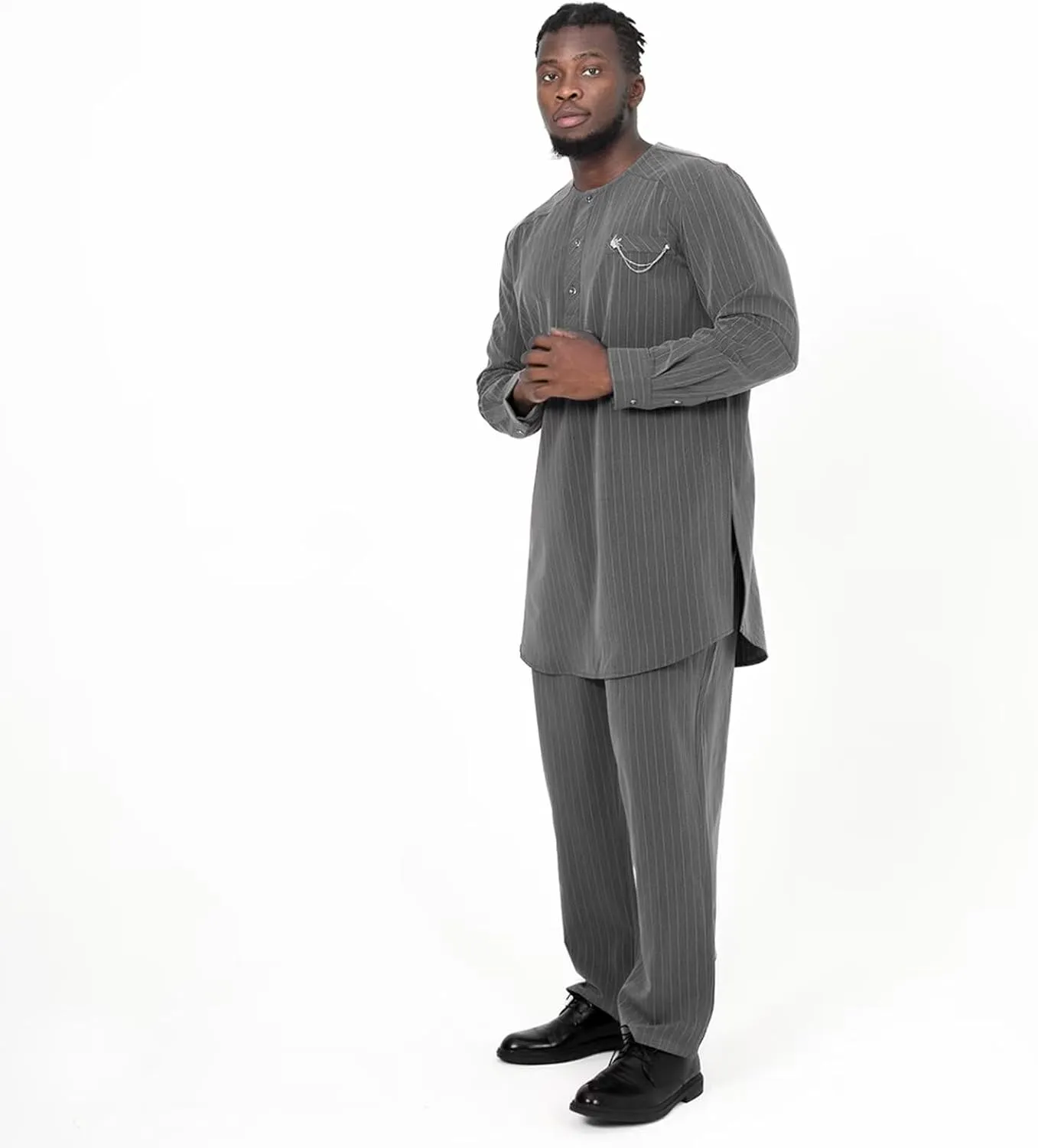 African Suit for Men Traditional Stripe Blazer and Pants 2 Piece Set Business Formal Dress Suit Party Wedding Evening