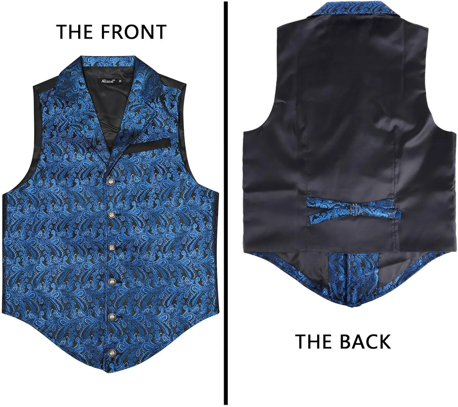 Alizeal Mens Paisley Suit Vest Victorian Floral Steampunk Gothic Waistcoat