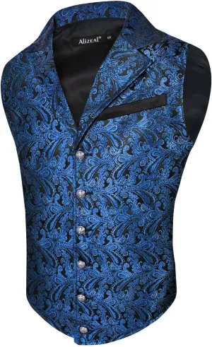Alizeal Mens Paisley Suit Vest Victorian Floral Steampunk Gothic Waistcoat