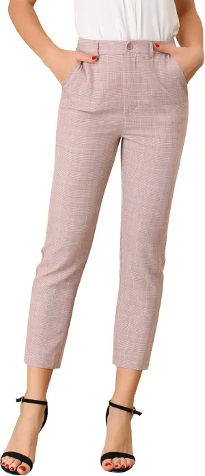 Allegra K Women's Work Dress Pants High Waisted Office Ankle Pants