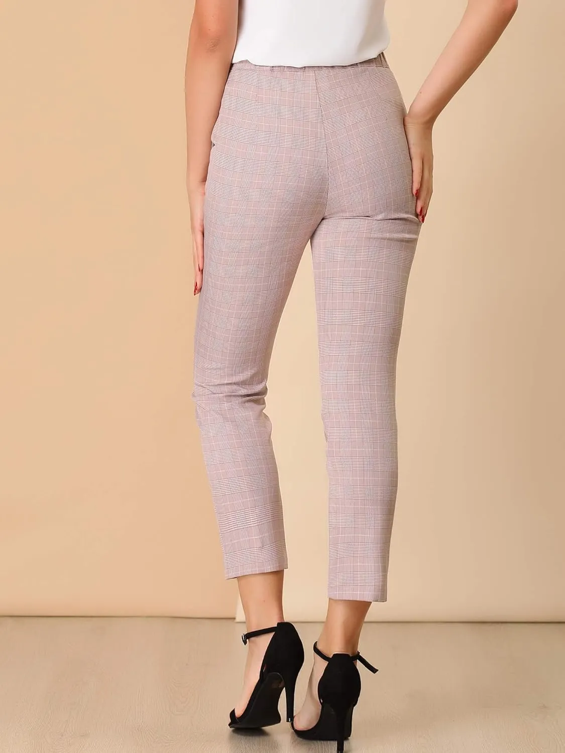 Allegra K Women's Work Dress Pants High Waisted Office Ankle Pants