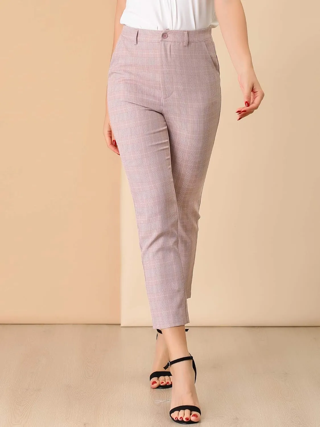 Allegra K Women's Work Dress Pants High Waisted Office Ankle Pants