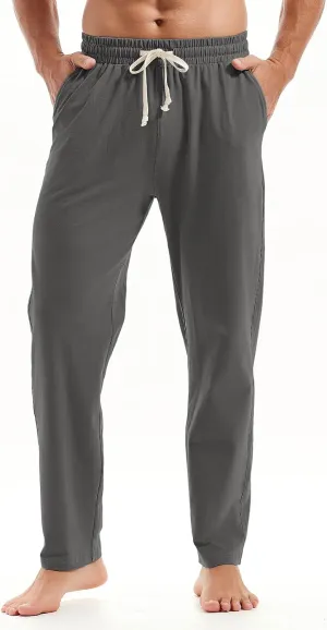 AMY COULEE Mens Cotton Yoga Pants Running Workout Lightweight Sweatpants Open Bottom Lounge Pants with Pockets