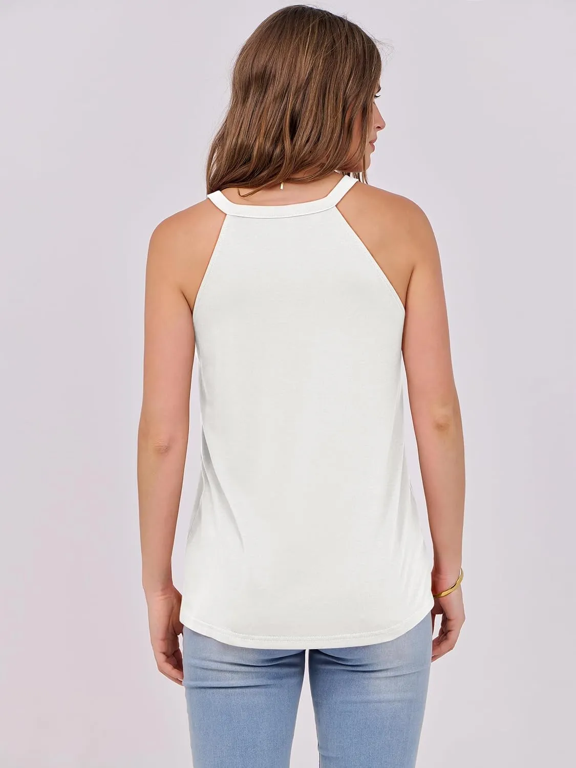 ANRABESS Halter Tops for Women Sleeveless Crew Neck Basic Camisole Tank Top 2025 Casual Summer Beach Outfits