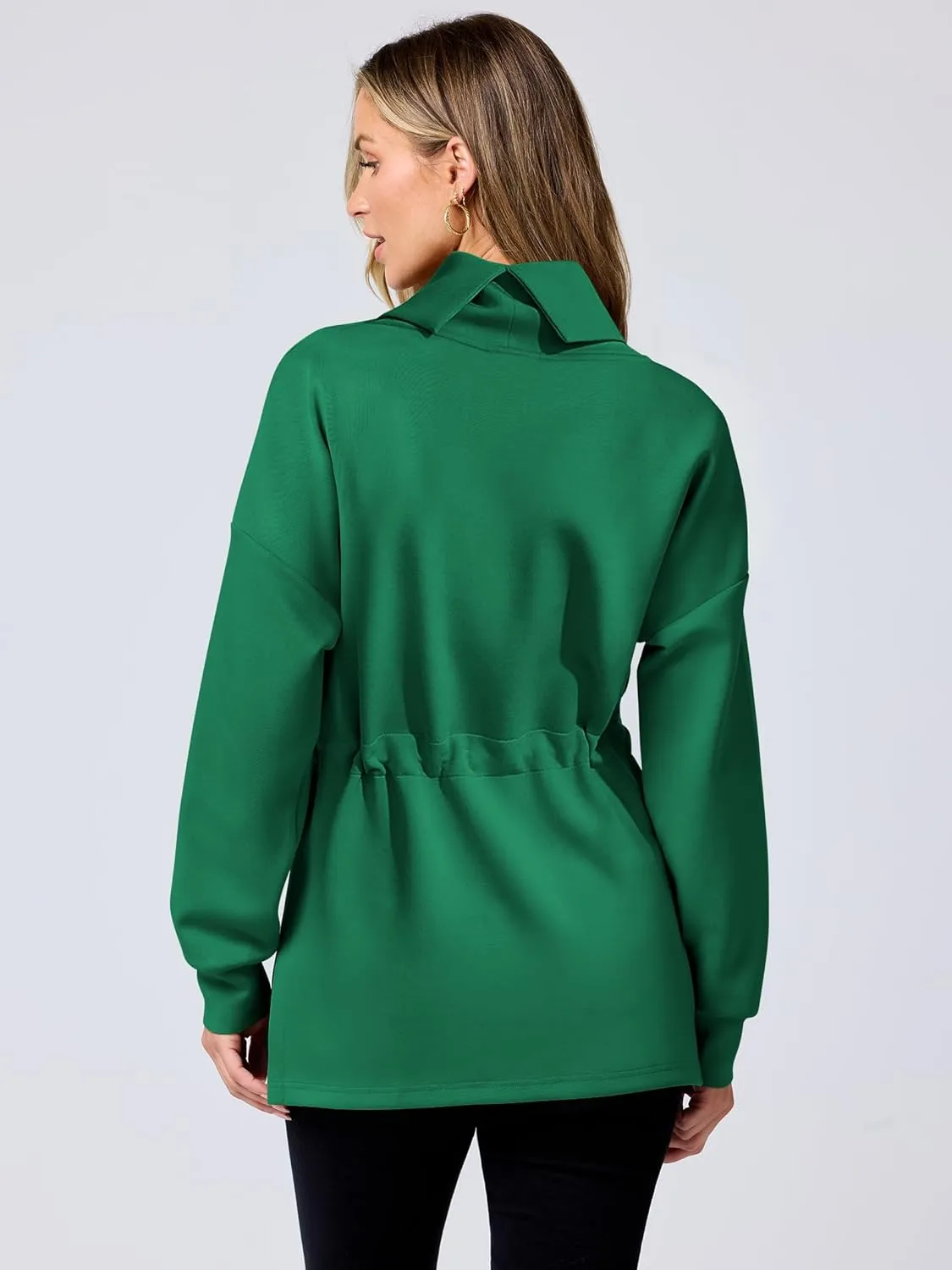 ANRABESS Womens Turtleneck Sweatshirts Drawstring Waist Pullover Tops Loose Fit Long Sleeve Hoodies 2024 Fall Preppy Outfits