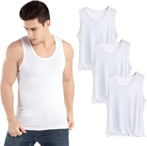 ANUFER Mens Plus Size 3 Pack Soft Stretchy Vests Tank Tops Plain Sleeveless Undershirts Gym Workout Tops