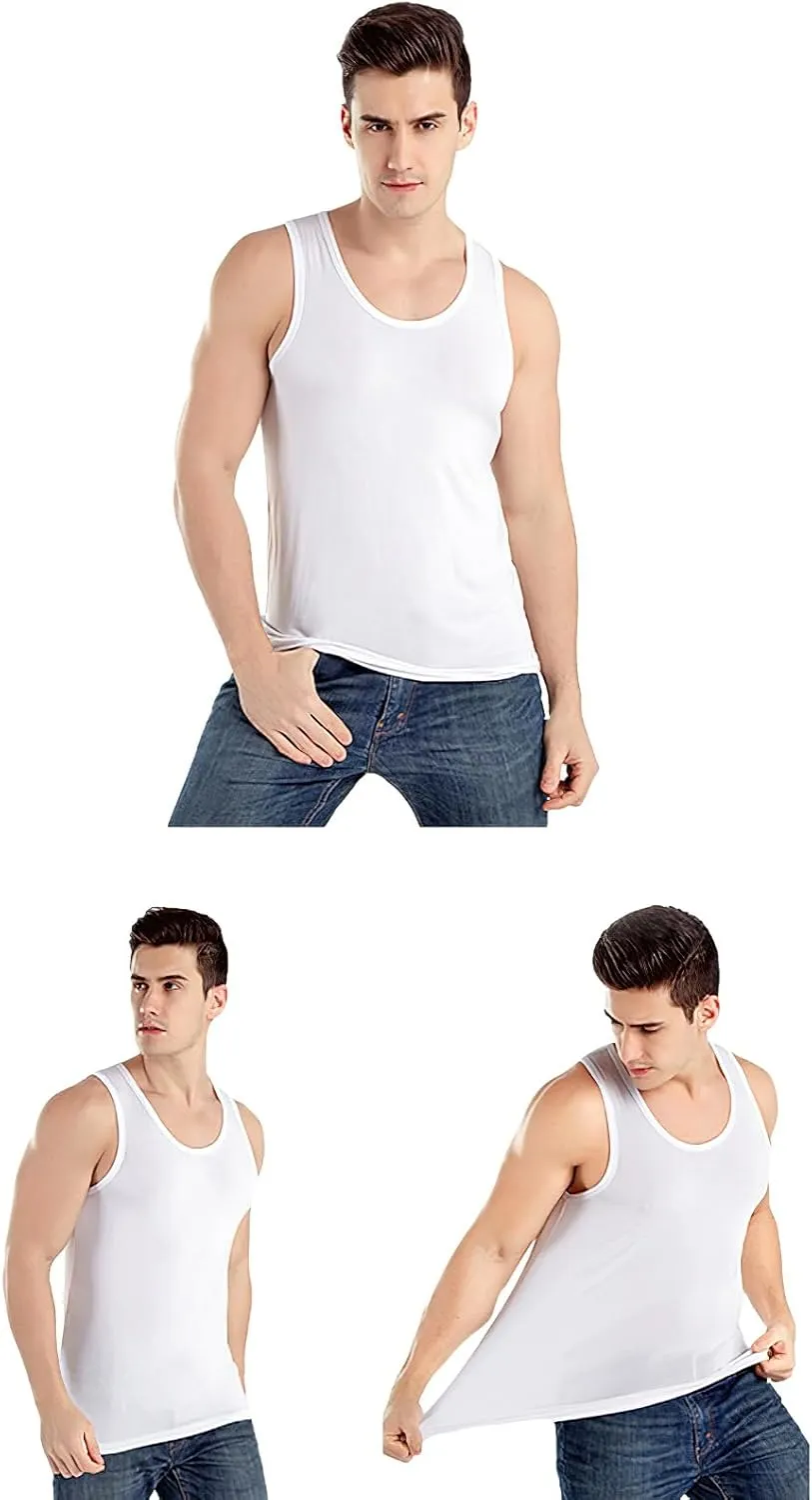 ANUFER Mens Plus Size 3 Pack Soft Stretchy Vests Tank Tops Plain Sleeveless Undershirts Gym Workout Tops