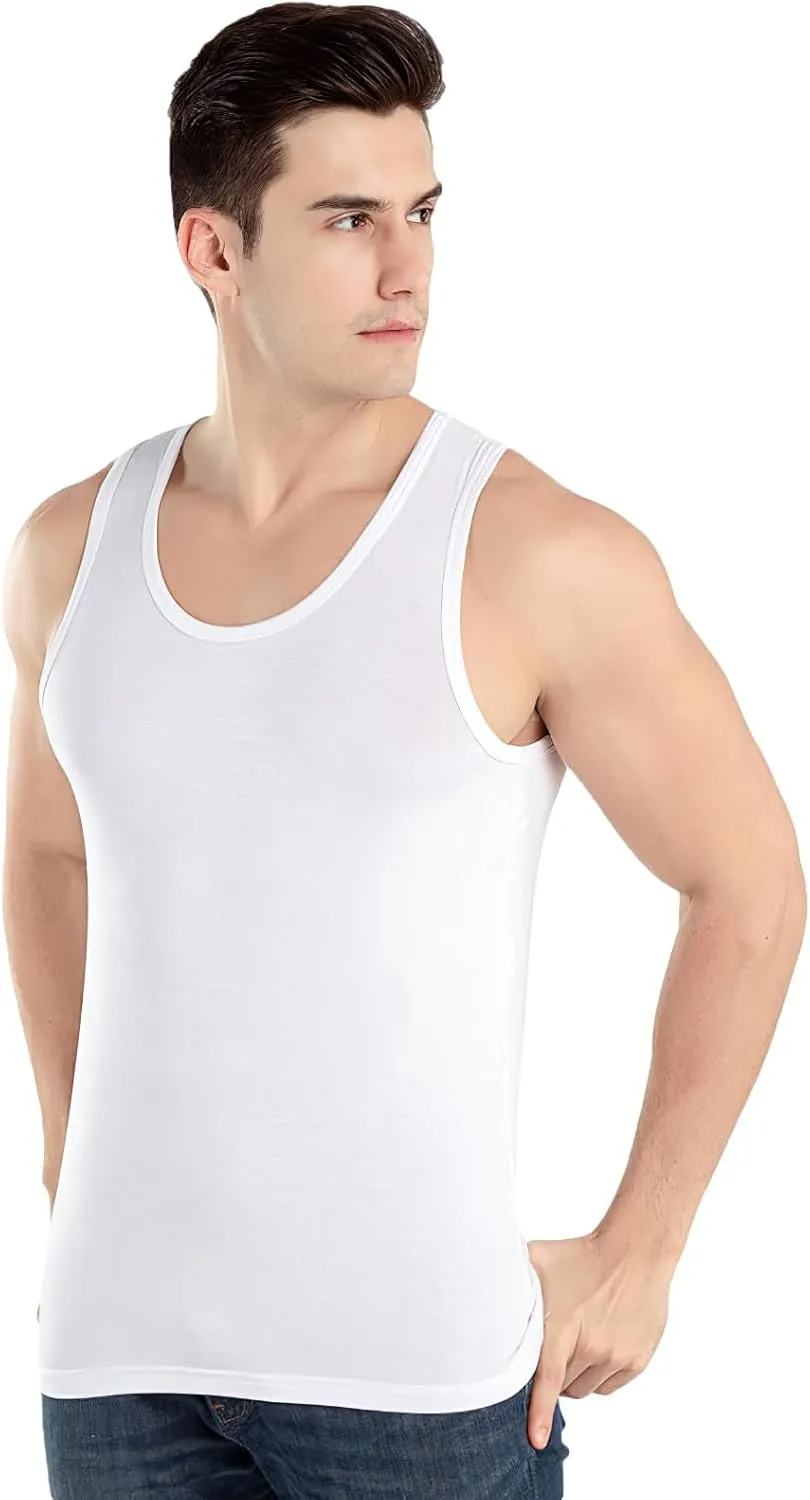 ANUFER Mens Plus Size 3 Pack Soft Stretchy Vests Tank Tops Plain Sleeveless Undershirts Gym Workout Tops