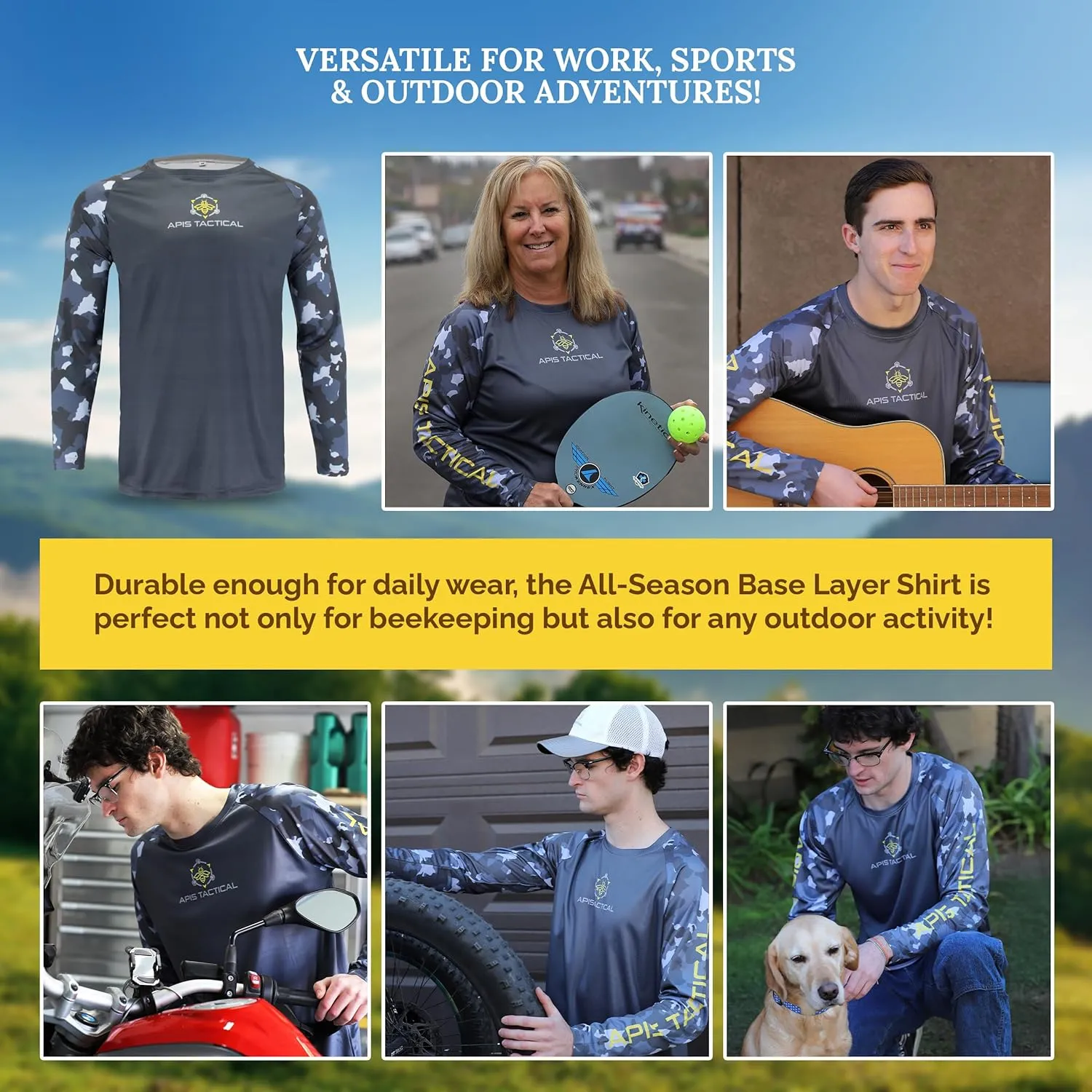 Apis Tacical - All-Season Base Layer - Mens Undershirts for Beekeeping & Outdoors - Moisture-Wicking Long Sleeve Undershirt