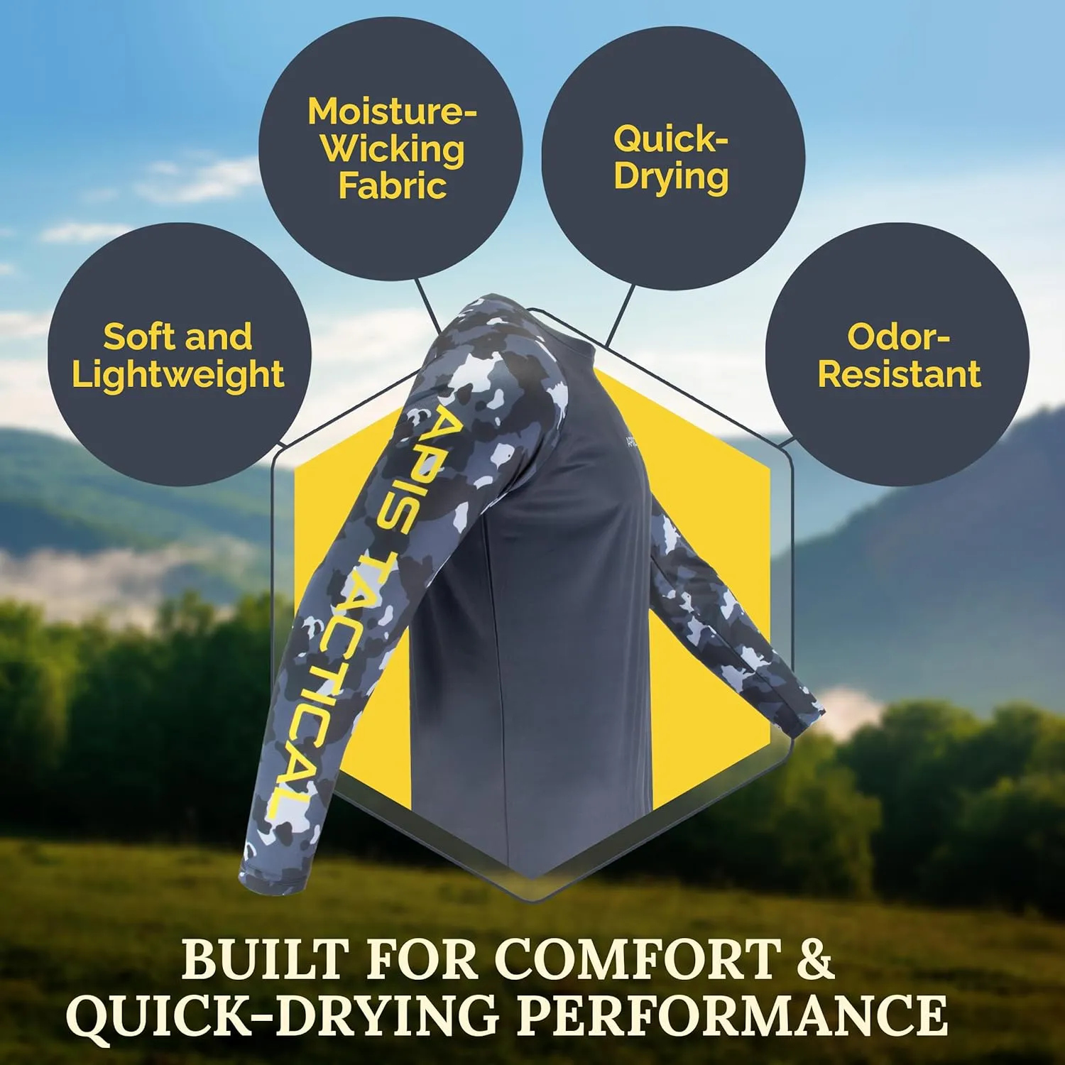 Apis Tacical - All-Season Base Layer - Mens Undershirts for Beekeeping & Outdoors - Moisture-Wicking Long Sleeve Undershirt