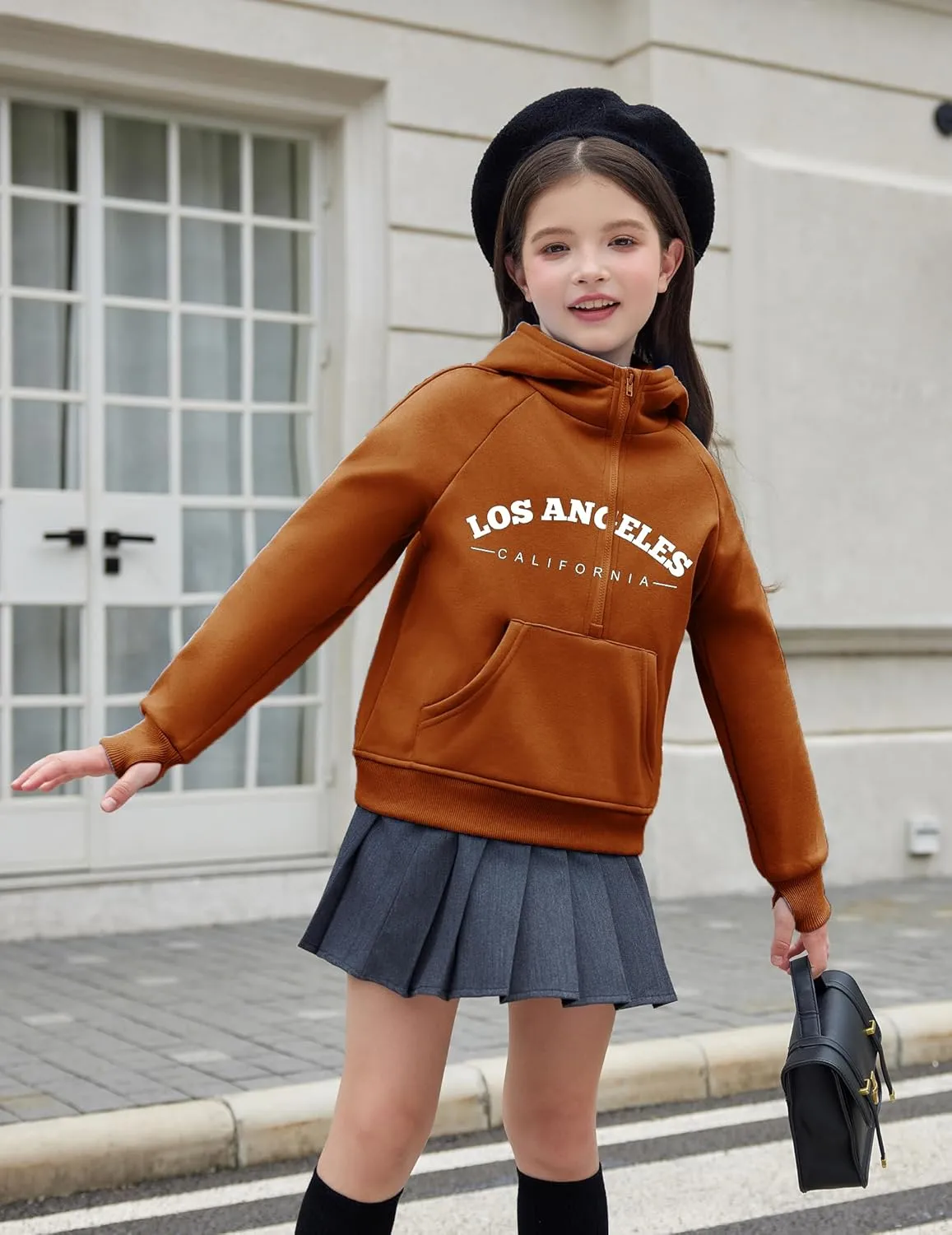 Arshiner Girls Sweatshirt Half Zip Hoodie Fleece Pullover Sweatshirts for Teen Girls Fall Winter Clothes Thumb Hole
