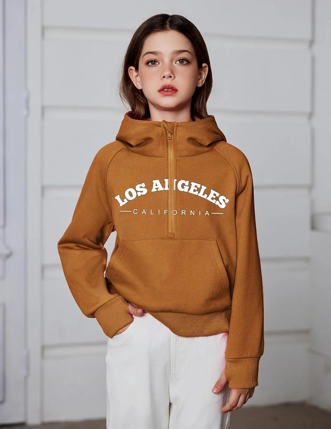 Arshiner Girls Sweatshirt Half Zip Hoodie Fleece Pullover Sweatshirts for Teen Girls Fall Winter Clothes Thumb Hole