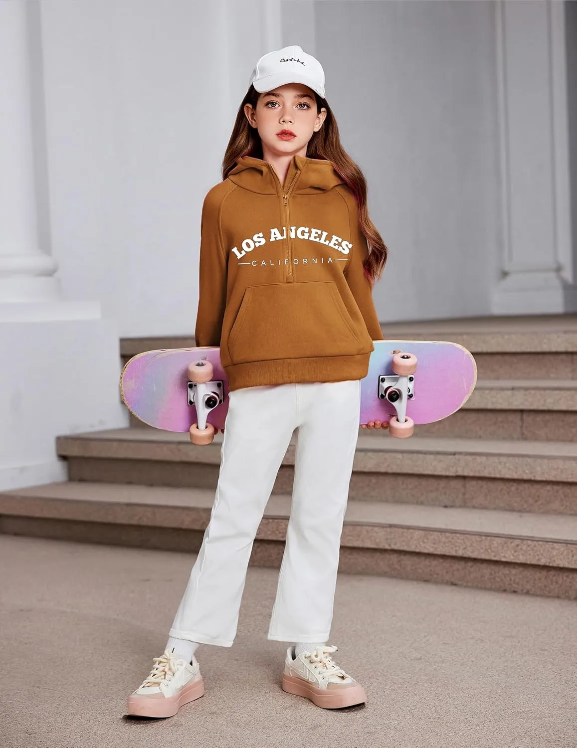 Arshiner Girls Sweatshirt Half Zip Hoodie Fleece Pullover Sweatshirts for Teen Girls Fall Winter Clothes Thumb Hole