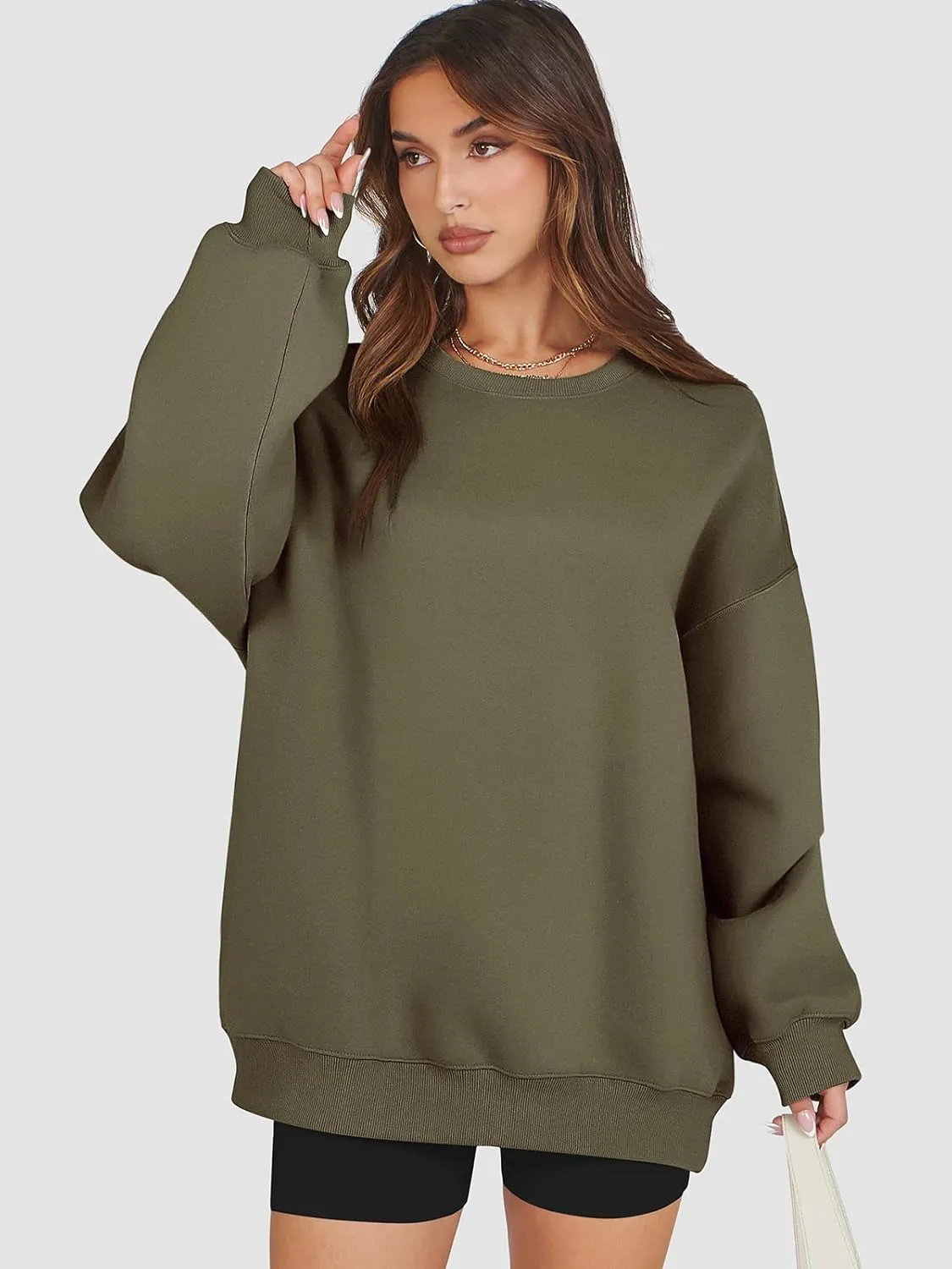 ATHMILE Oversized Sweatshirt for Women Crewneck Fleece Long Sleeve Pullover Hoodies Tops Fall Fashion Outfits Clothes 2025