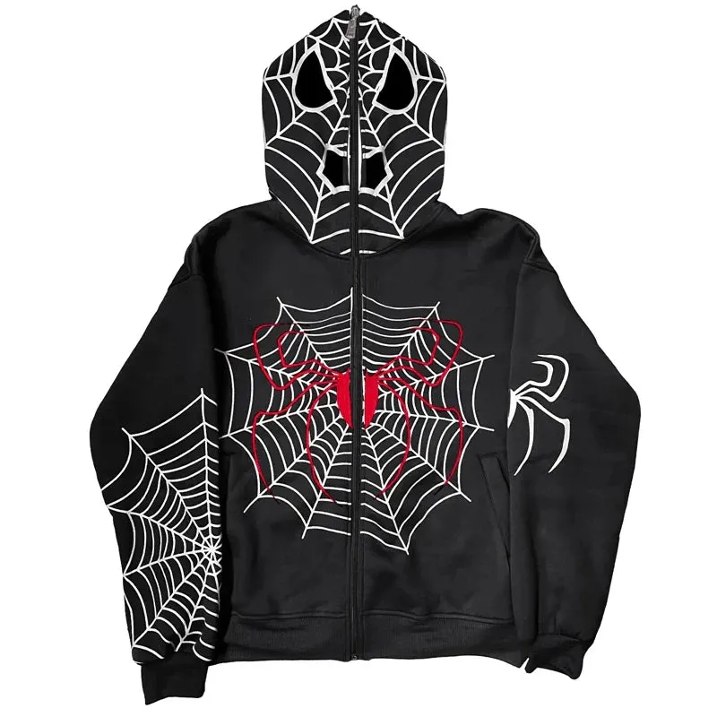 Back To School Joskaa 2000s Retro Mall Goth Aesthetics Sweatshirt Graphic Print Full Zip Hoodie Autumn Full Sleeve Loose Jackets Coats Y2K Streetwear