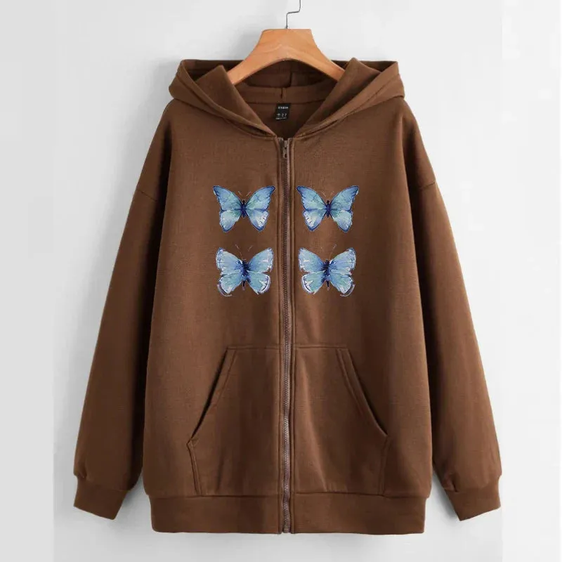 Back To School Sonicelife Y2k Oversized Retro Streetwear Sweatshirt Letter Printed Zip Up Hoodies 90s Women Autumn Winter Grunge Punk Hooded Jackets Coats
