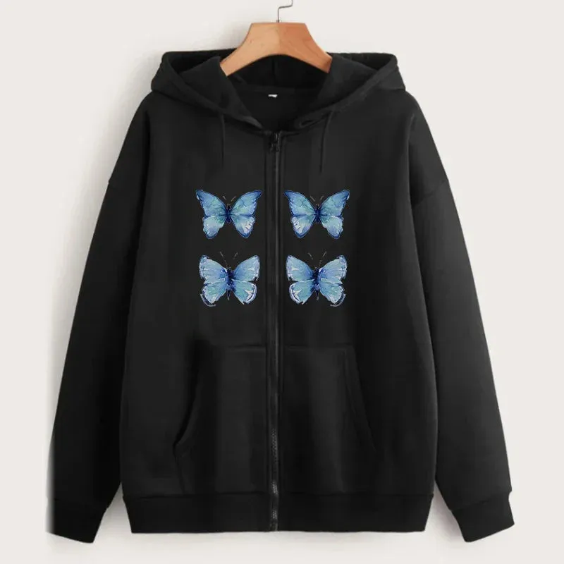 Back To School Sonicelife Y2k Oversized Retro Streetwear Sweatshirt Letter Printed Zip Up Hoodies 90s Women Autumn Winter Grunge Punk Hooded Jackets Coats