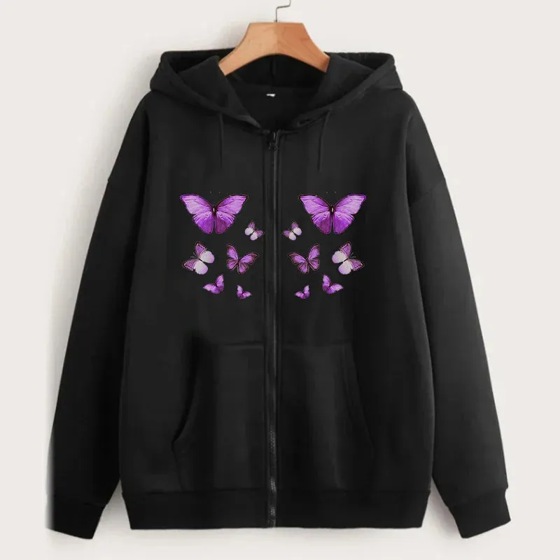 Back To School Sonicelife Y2k Oversized Retro Streetwear Sweatshirt Letter Printed Zip Up Hoodies 90s Women Autumn Winter Grunge Punk Hooded Jackets Coats