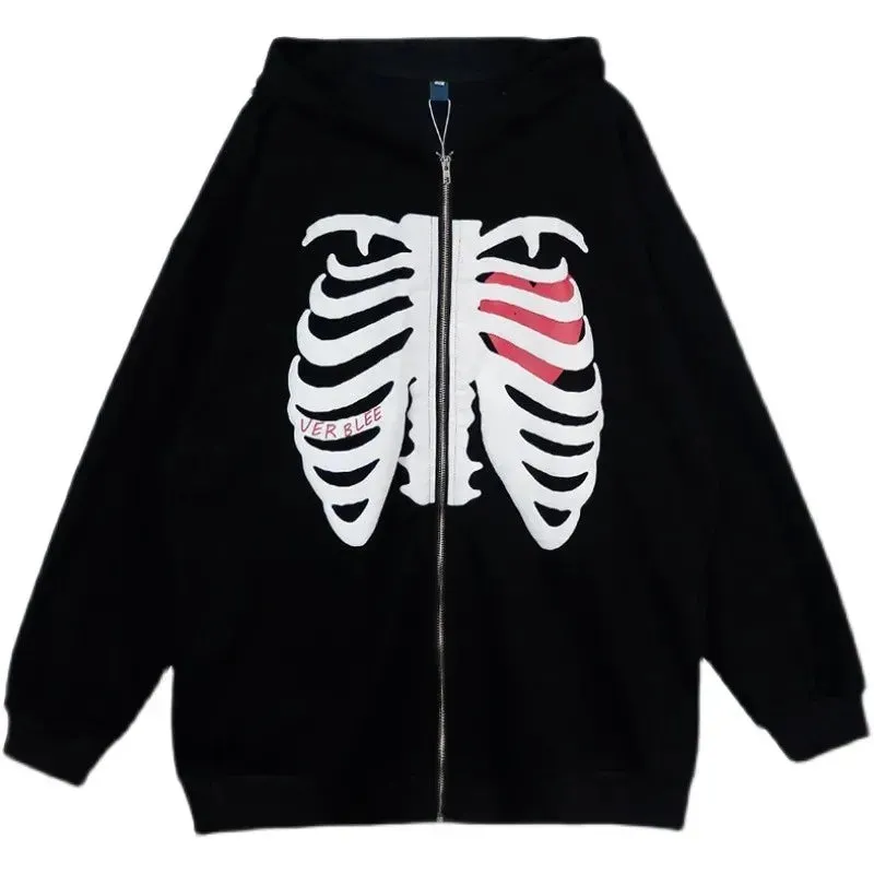 Back To School Sonicelife Y2k Oversized Retro Streetwear Sweatshirt Letter Printed Zip Up Hoodies 90s Women Autumn Winter Grunge Punk Hooded Jackets Coats