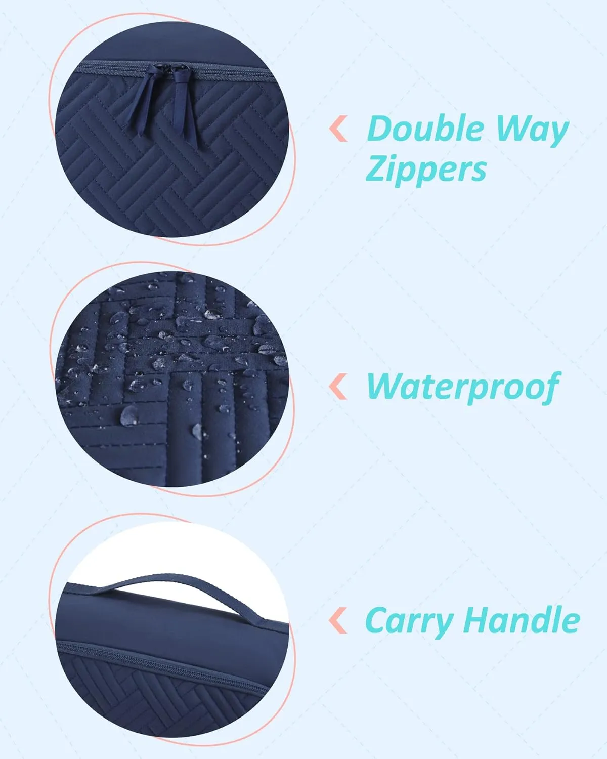 BAGSMART Quilted Packing Cubes for Travel, 6 Set Packing Cubes for Suitcases, Lightweight Travel Cubes (1 L 3 M 1 S 1 Shoe Bag) Suitcases Organizer, Dark Blue