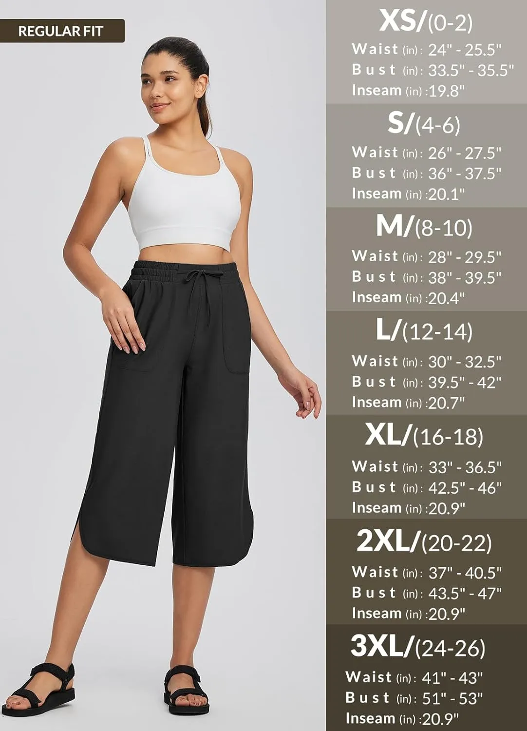baleaf Women's Capri Pants Wide Leg Plus Size UPF50  Lightweight Quick Dry Pants Casual Loose Sweatpants Hiking Walking