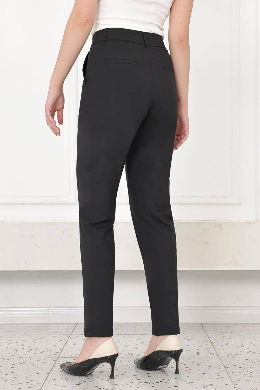 Bamans Dress Pants for Women High Waisted Skinny Leg Pants Work Business Trousers Formal Office Tummy Control Slacks