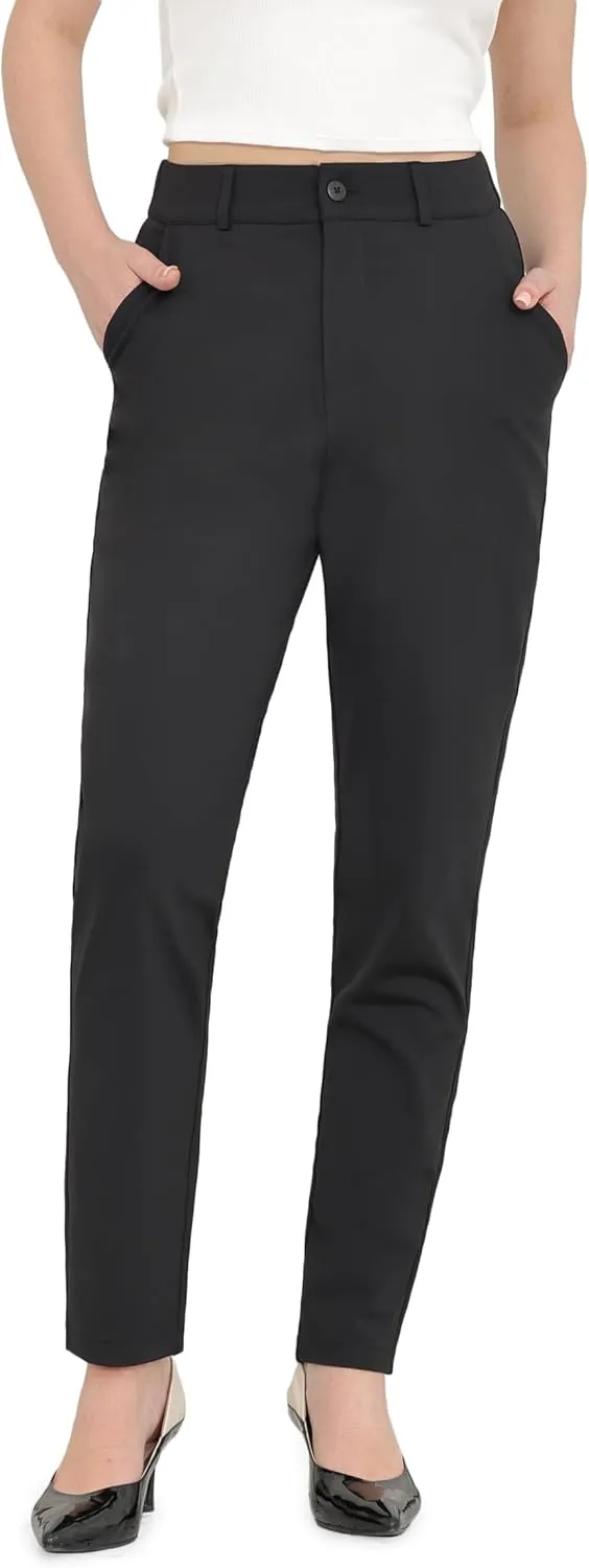 Bamans Dress Pants for Women High Waisted Skinny Leg Pants Work Business Trousers Formal Office Tummy Control Slacks