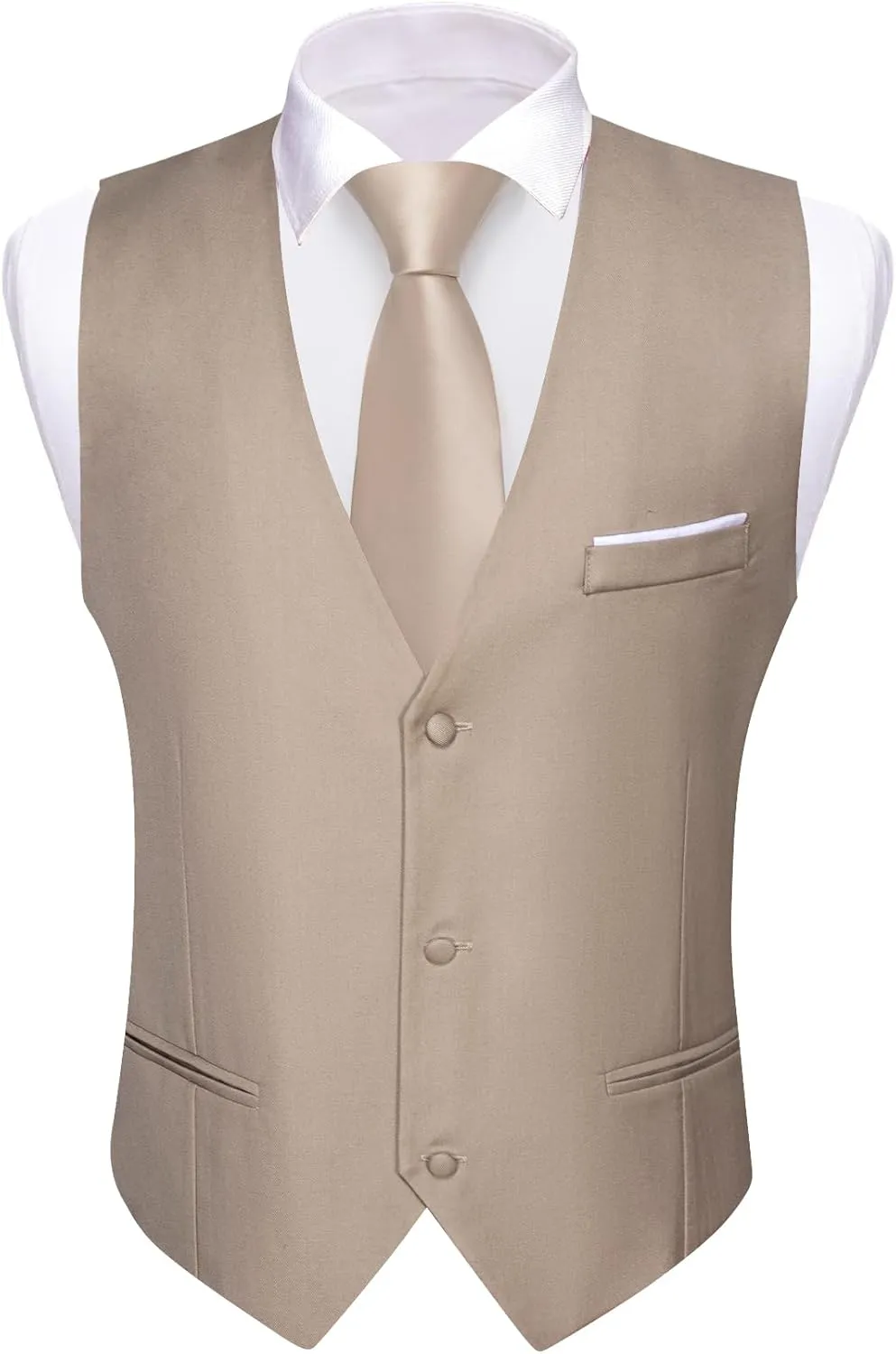 Barry.Wang Mens Formal Suit Vest Slim Fit V-neck 2 Pockets Wedding Party Dress Waistcoat