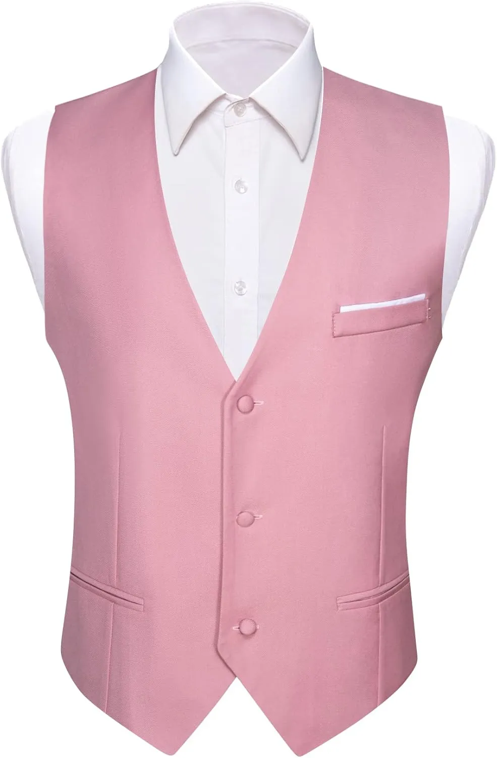 Barry.Wang Mens Formal Suit Vest Slim Fit V-neck 2 Pockets Wedding Party Dress Waistcoat