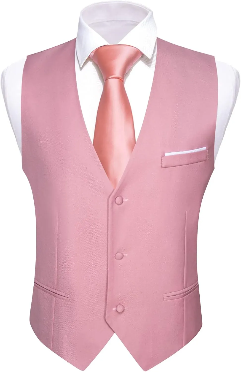 Barry.Wang Mens Formal Suit Vest Slim Fit V-neck 2 Pockets Wedding Party Dress Waistcoat