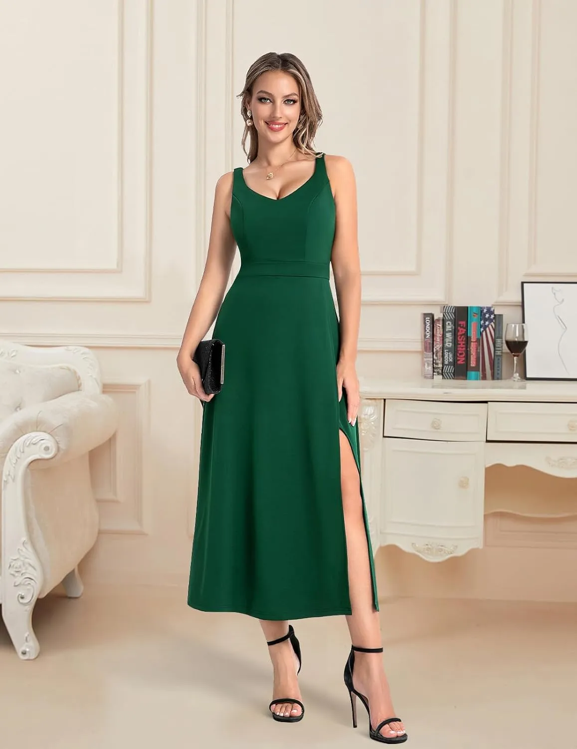 Bbonlinedress Maxi Cocktail Long Prom Slit Wedding Guest Dress for Women Evening Party Split Bridesmaid Dresses