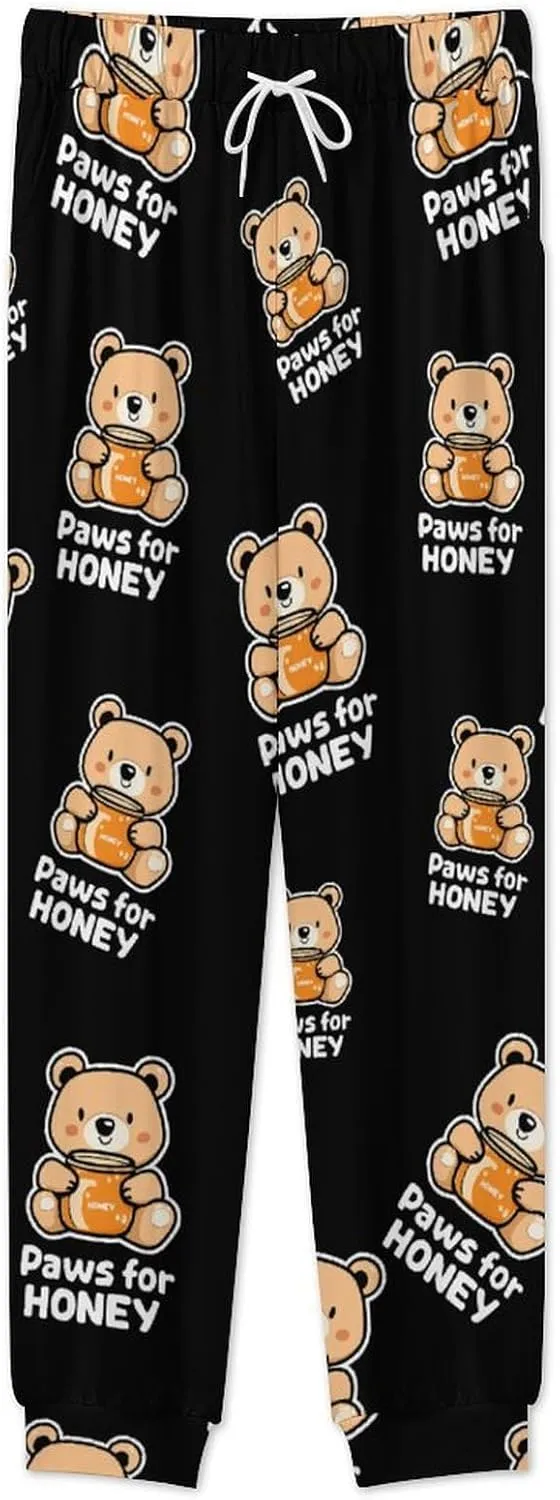 Bear Paws for Honey Soft Mens Pajamas Set Round Neck Pullover Long Sleeve And Pants Loungewear 2 Piece Pjs Set